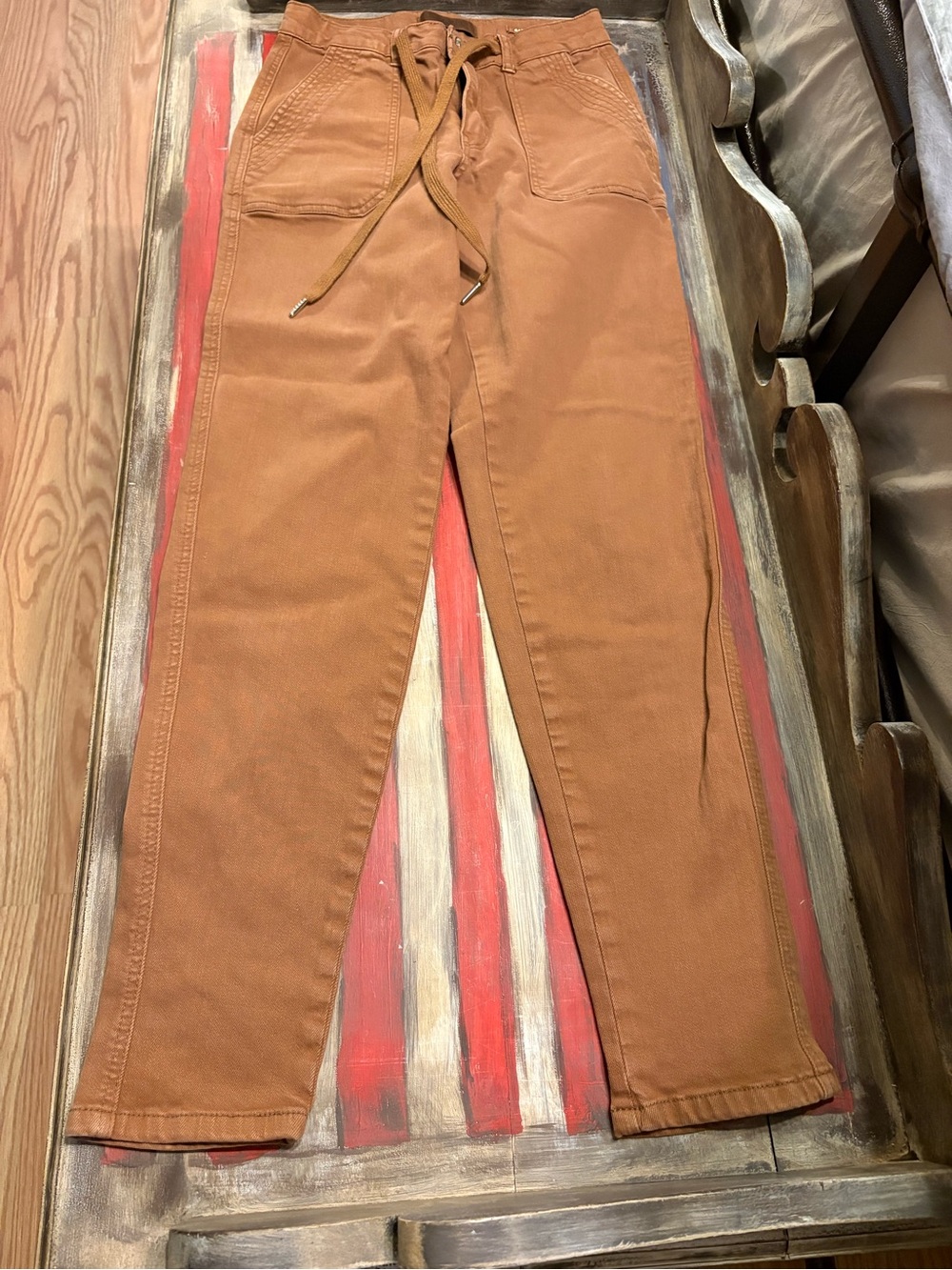 Rust Brown Drawstring Waist Casual Pants
